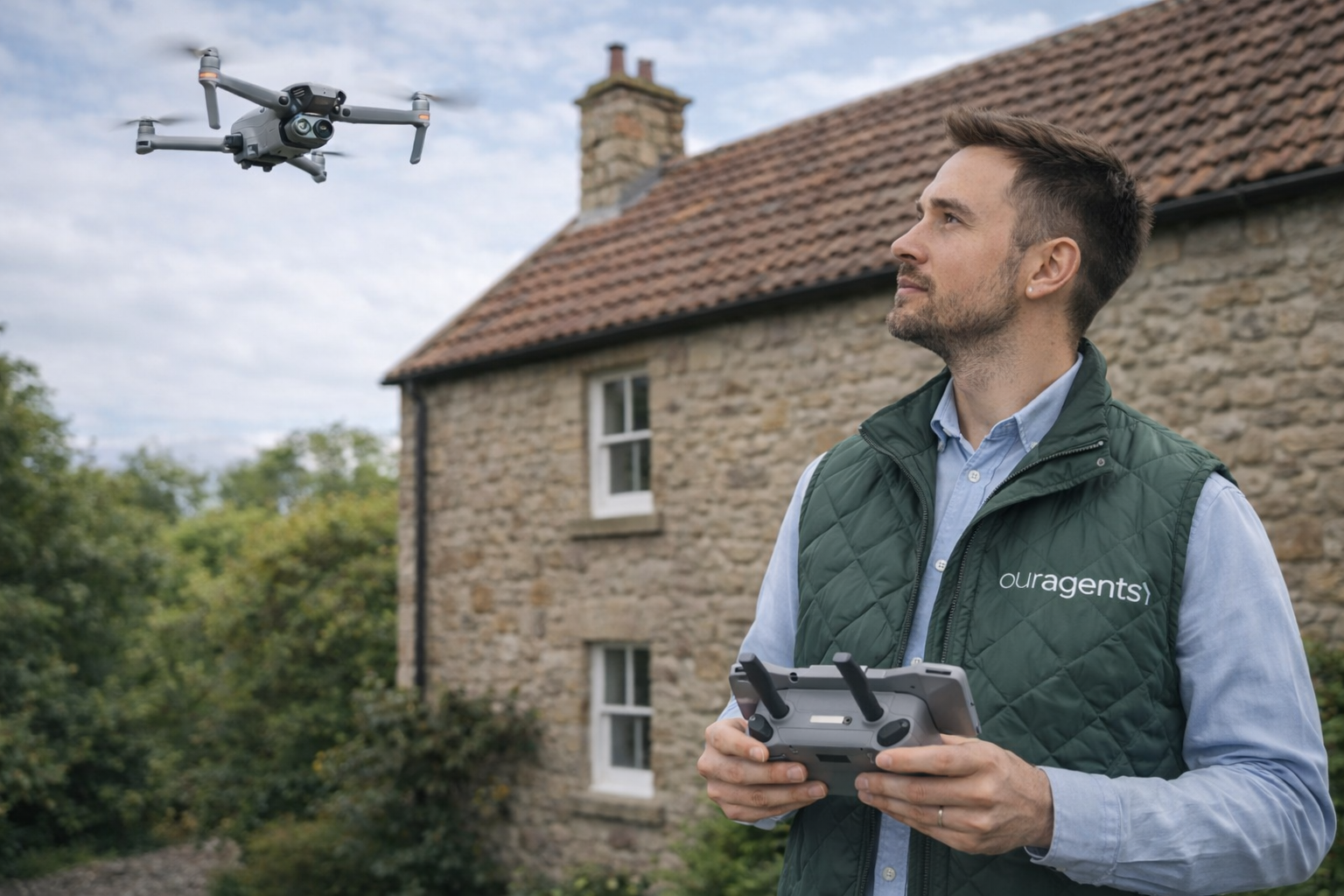 Properties for sale Estate Agents Drone aerial photography Northumberland stone cottage property marketing